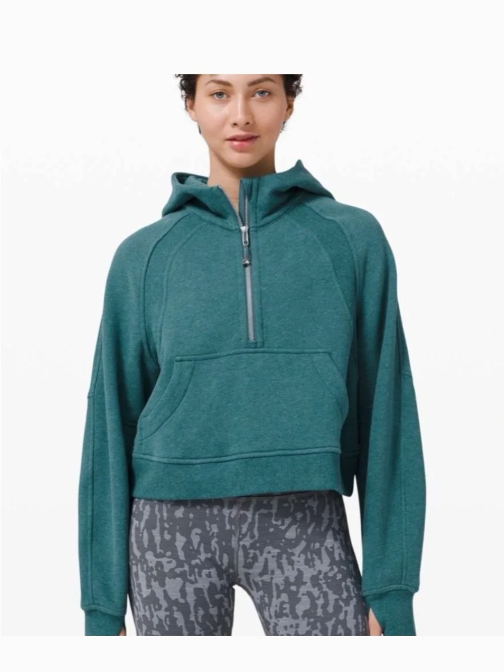 Lululemon Scuba Oversized 1/2 Zip Hoodie Heathered Desert Teal size L/XL